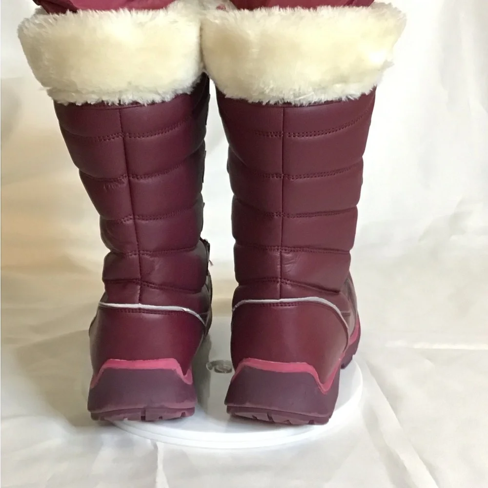 Land Ends Girl “Snowflake” insulated Winter Snow Boots Sz.7Y in Maroon/ Pink